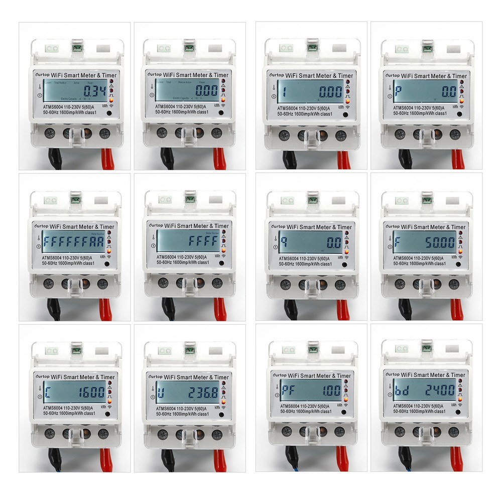 Tuya WiFi Intelligent 1P Electricity Power Meter DINrail Mounting Multienergy Current Monitor