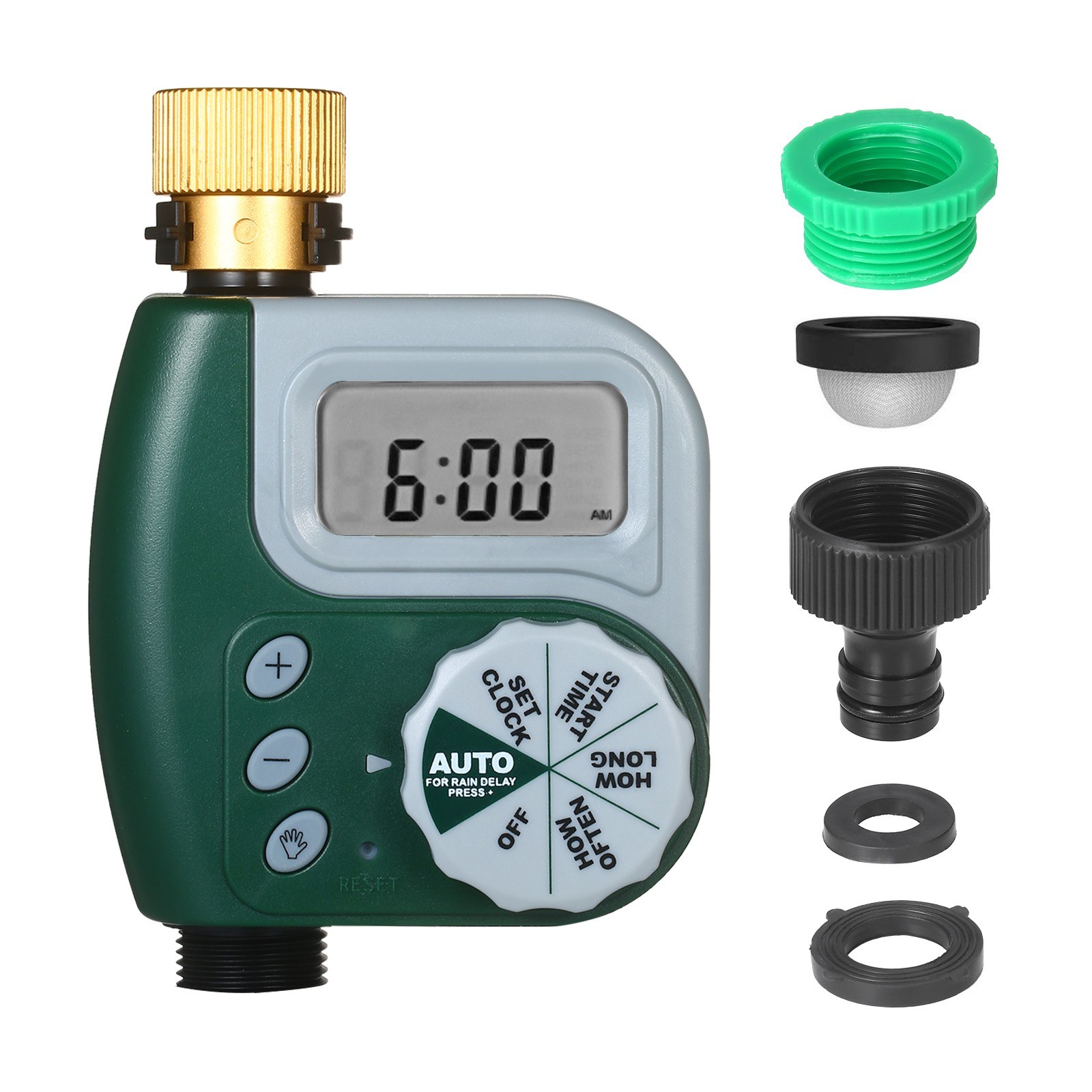 Digital Programmable Water Timer Weatherproof  Garden Lawn Faucet Hose Timer Automatic Irrigation Controller 1-Outlet Leakpoof Copper Connector with Stainless Steel Filter