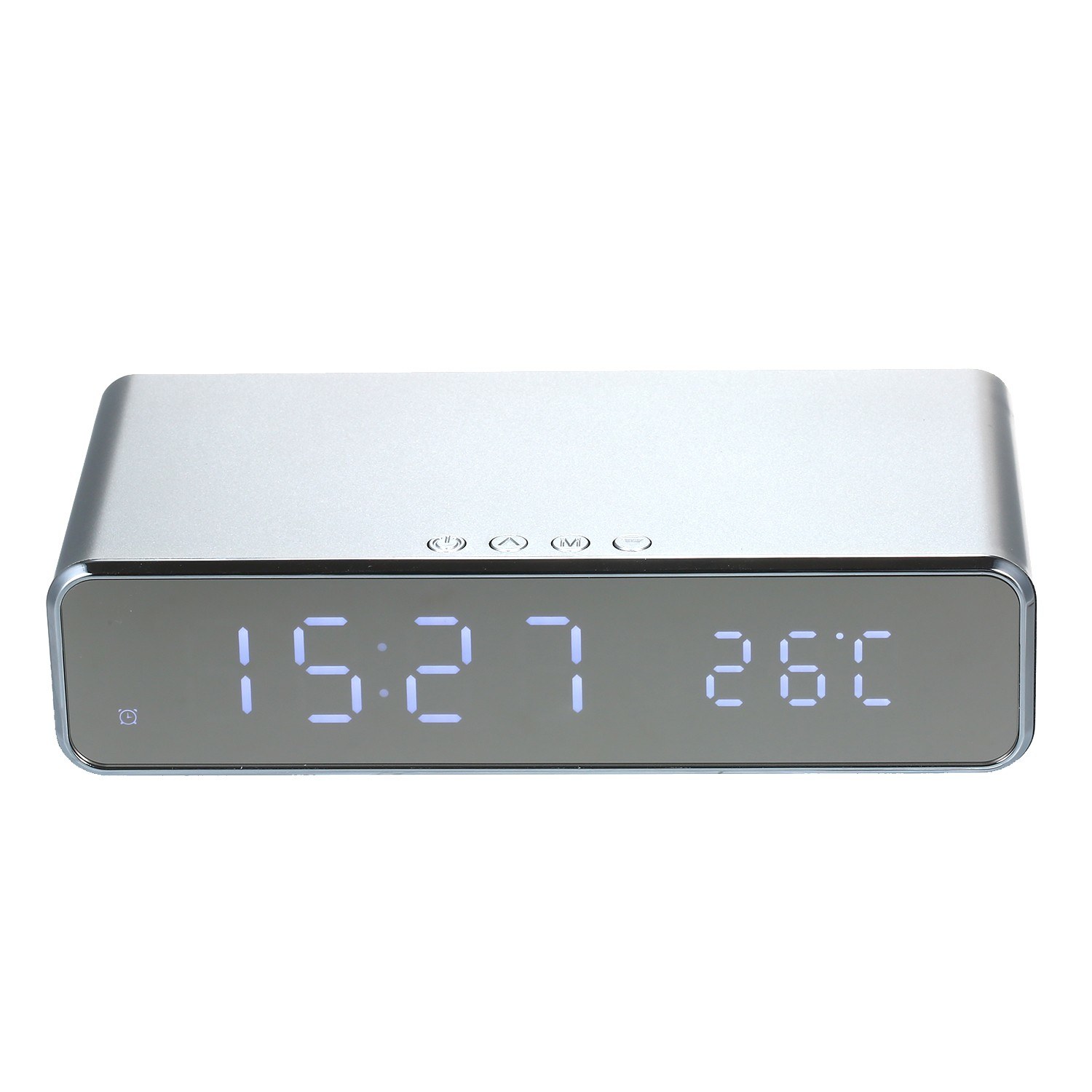 Wireless Charger Desk Clock LED Digital Clock Temperature Meter ℃/ ℉ Switchable Wireless Charging Device Multifunctional LED Alarm Clock with Calendar for Home Office Dormitory
