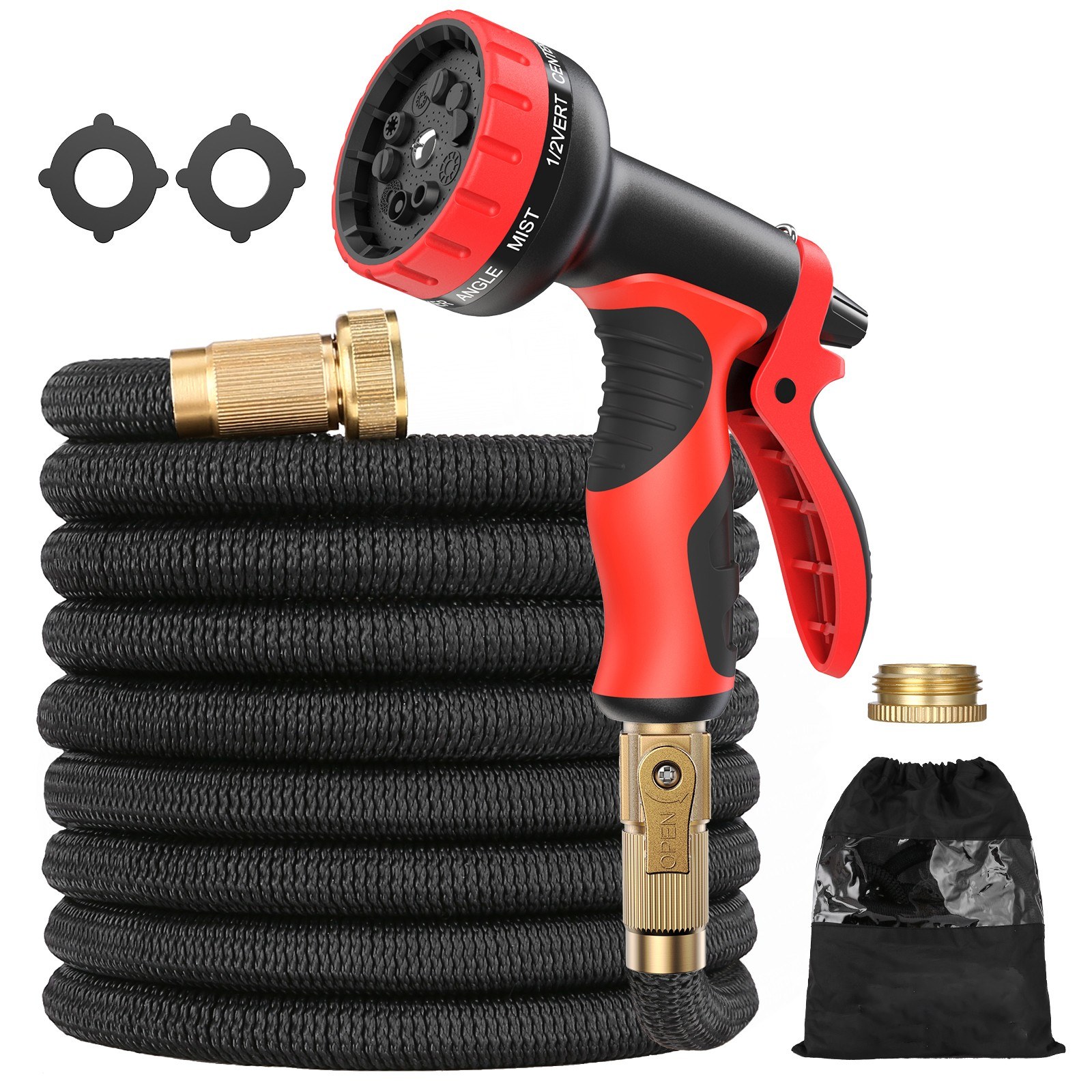 Cafago - Clearance Sale 51% OFF METERK 100FT Garden hose EU Metal water spray nozzle and 2500D fabric $28.84