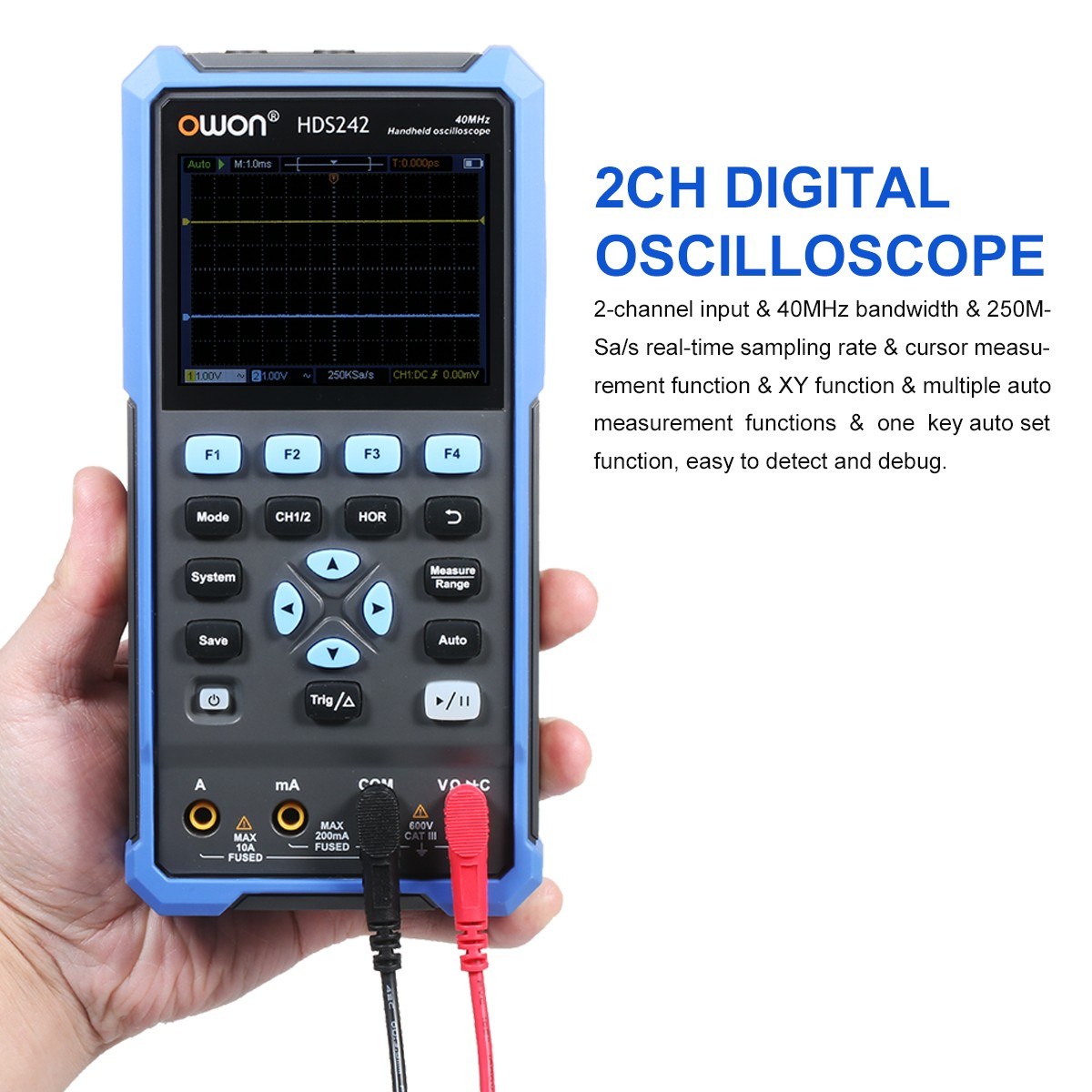 OWON Handheld Oscilloscope Multimeter 2CH 40MHz Bandwidth 20000 Counts