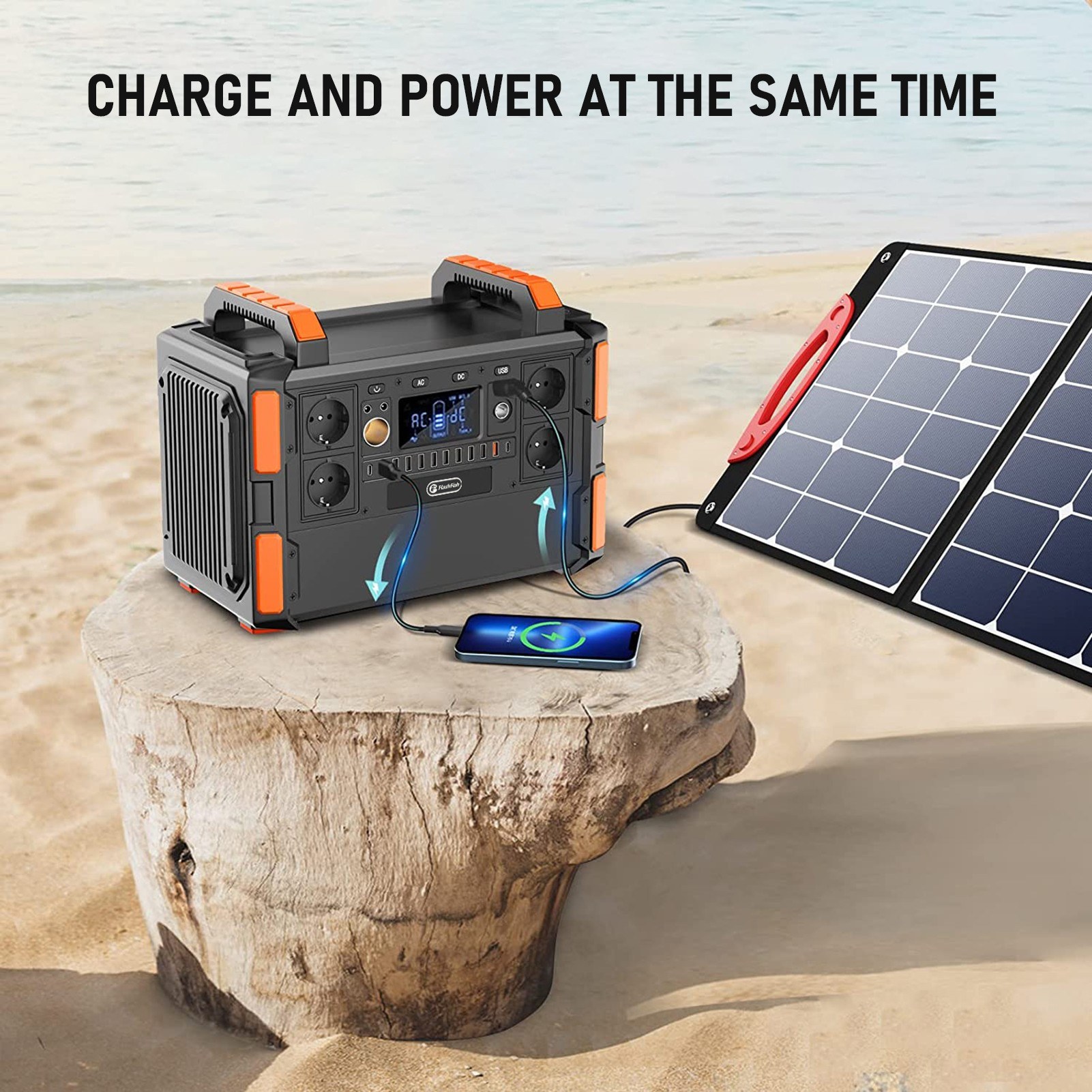 Flashfish F132 Portable Power Station 327600mAh/1048Wh Solar Generator ...