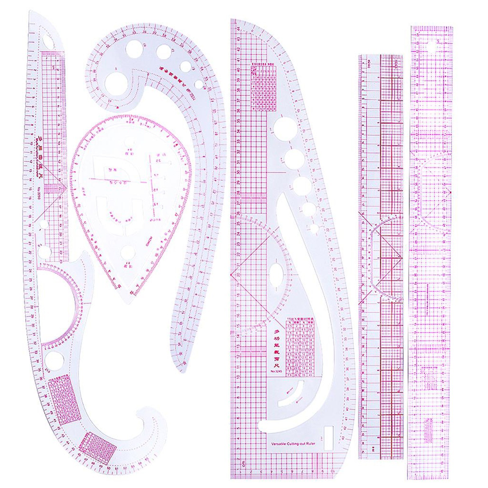 6PCS French Metric Ruler