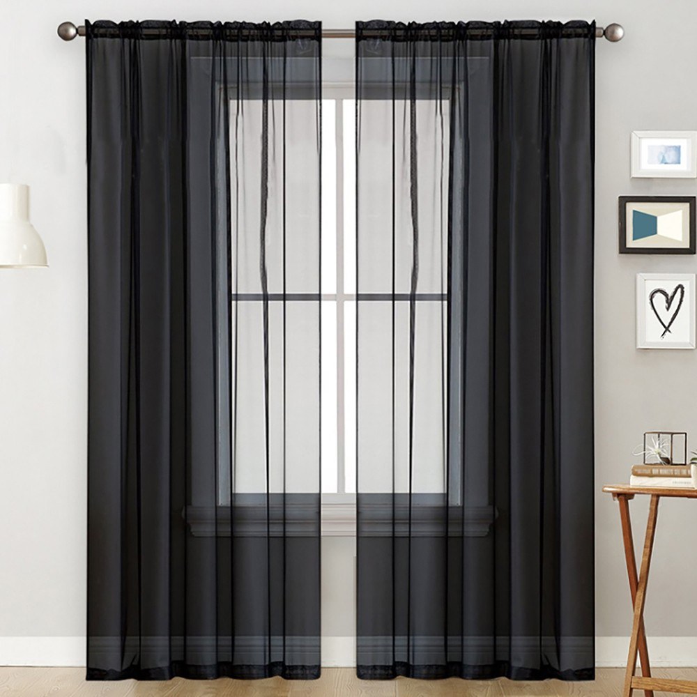 Sheer Curtains Living Room Rod Pocket Window Curtain Panels