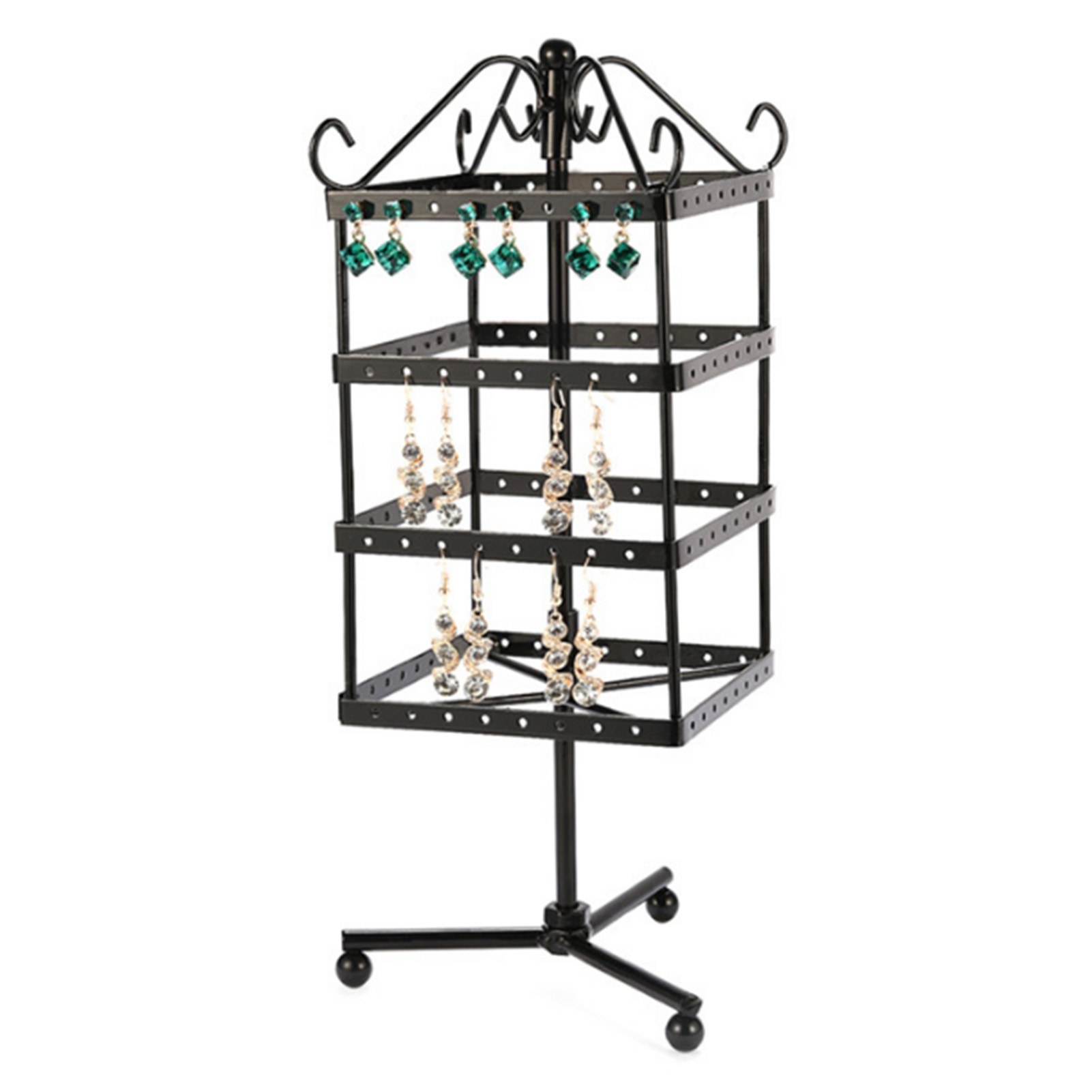 Metal 4layer Square Rotating Jewelry Display Stand