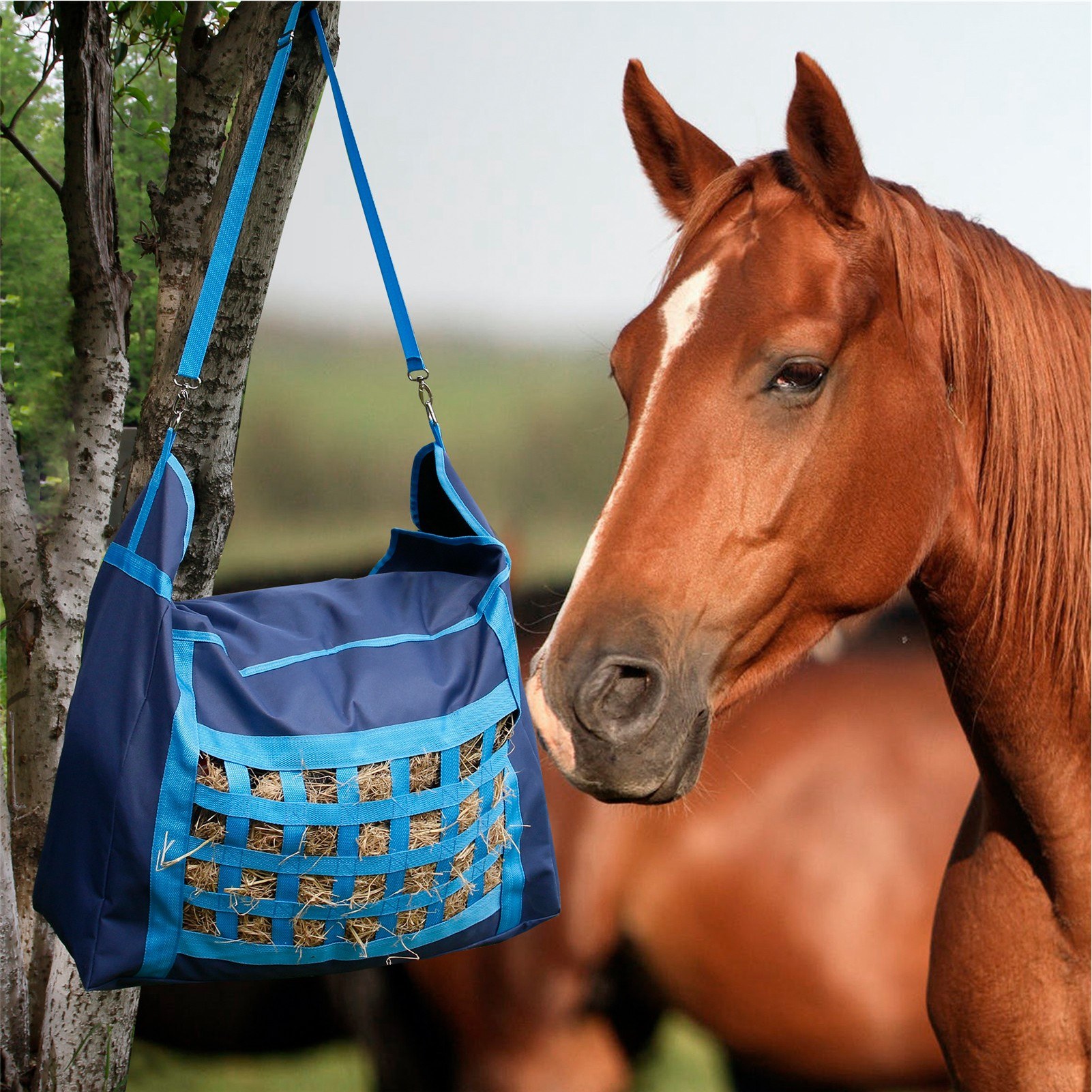 Hay Storage Bag Tote Bag with Adjustable Strap Slow Feed Feeder Bag