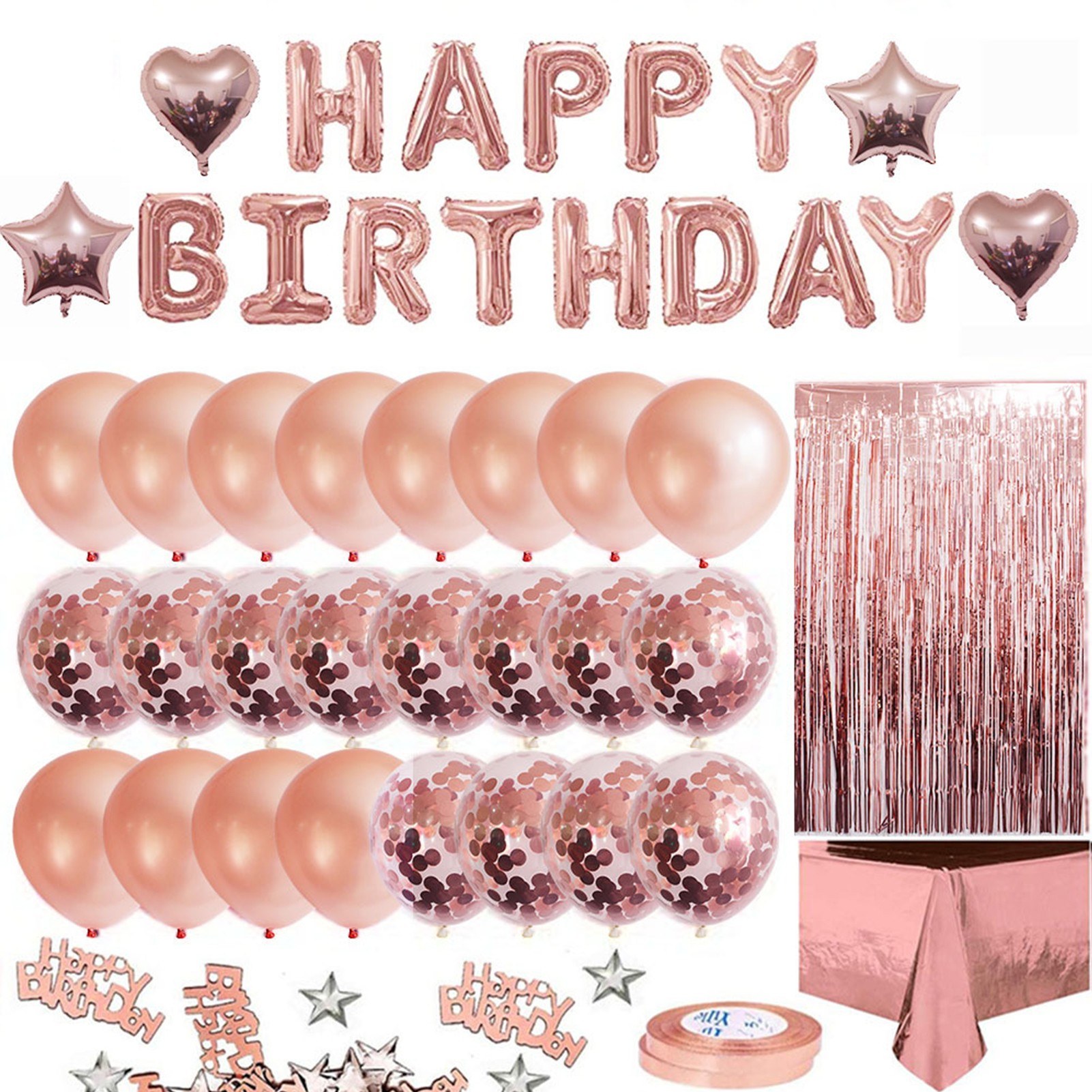 Rose Gold Birthday Party Decorations Set