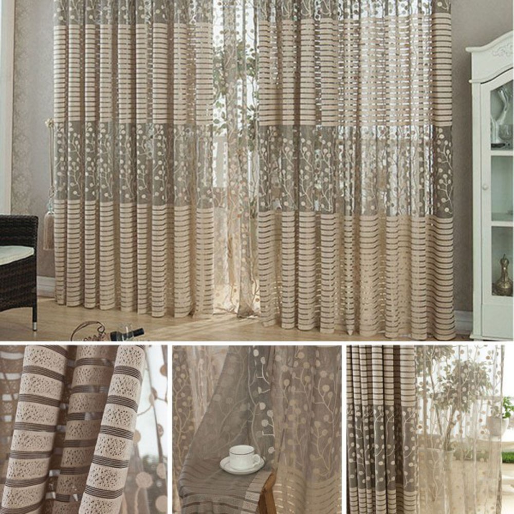 2pcs 1 M 2 M Elegante Janela Porta Cortinas Pura Voile Tulle Para 2pcs 1 M 2 M Elegante Janela Porta Cortinas Pura Voile Tulle Para