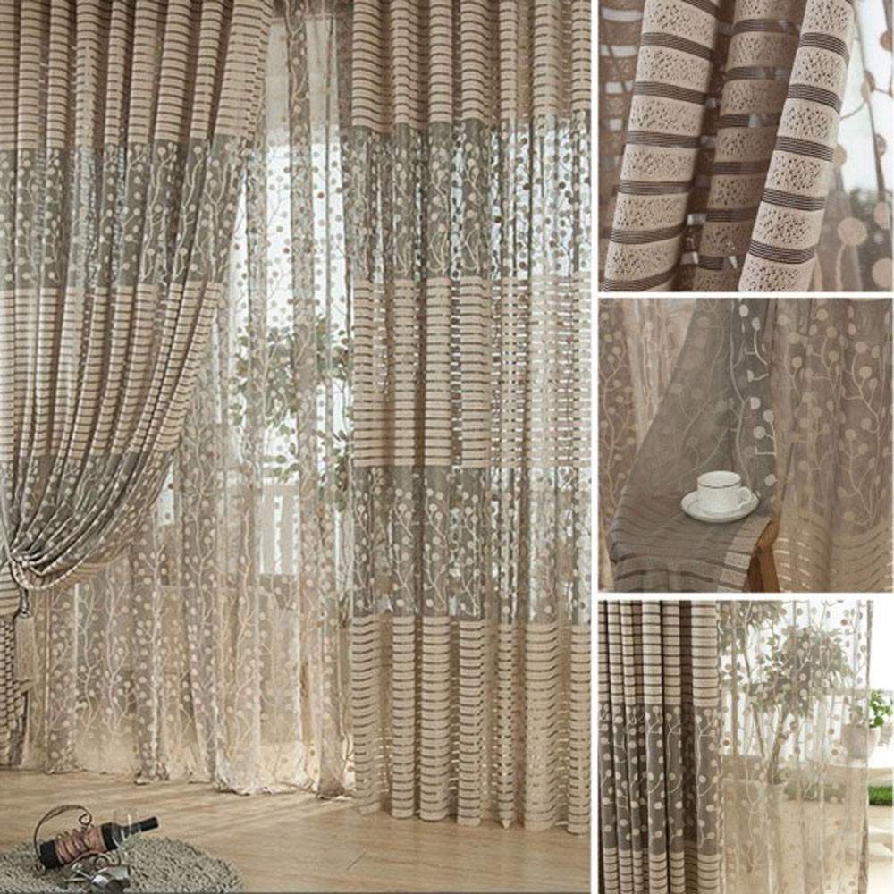 2pcs 1 M 2 M Elegante Janela Porta Cortinas Pura Voile Tulle Para 2pcs 1 M 2 M Elegante Janela Porta Cortinas Pura Voile Tulle Para