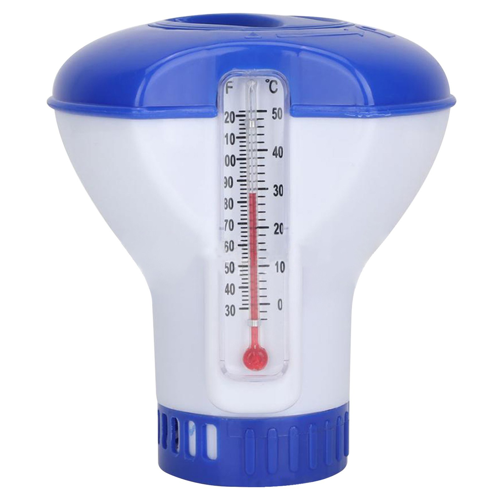 Pool Chemical Dispenser with Thermometer Floating Chlorine Tablets Dispenser Spa Chemical Dispenser for Outdoor Indoor Swimming Pools Spas Hot Tubs Fish Ponds
