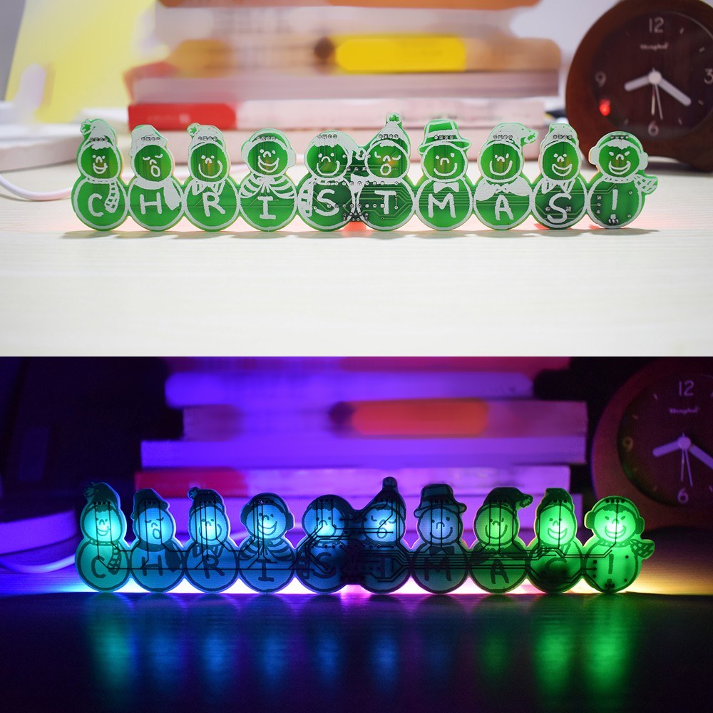 DIY Full Color LED Flashing Christmas Snowman Music Box Kit