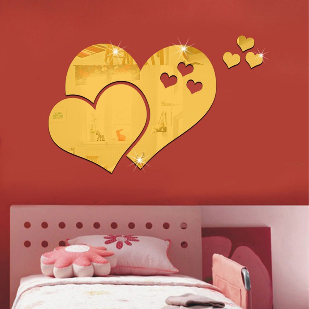 Acrylic Mirror Wall Sticker Heart Shaped Living Room Bedroom Decal Acrylic Mirror Wall Sticker Heart Shaped Living Room Bedroom Decal Decoration Reflecting Fashionable L And Stick S Black