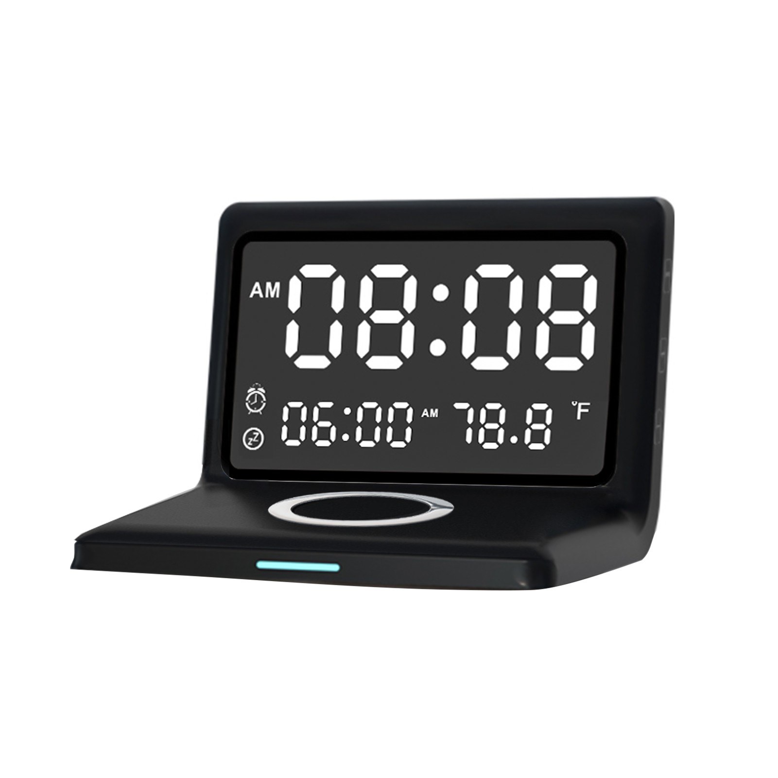 Multifunctional Digital Mirror Clock 15W Wireless Charging Alarm Clock