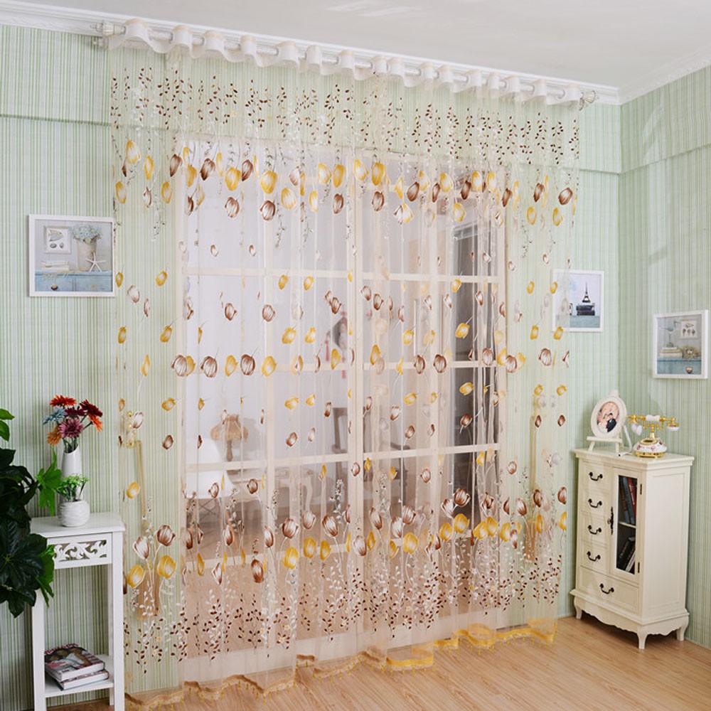 2pcs 1 M 2 M Elegante Janela Porta Cortinas Pura Voile Tulle Para 2pcs 1 M 2 M Elegante Janela Porta Cortinas Pura Voile Tulle Para