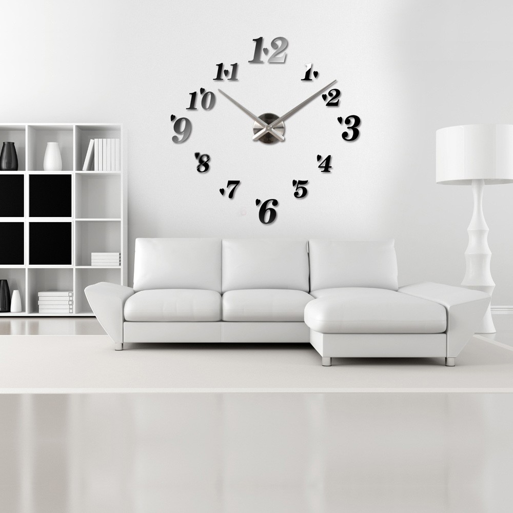 Diy Mirror Effect Wall Clock Simple Digits Acrylic Glass Decal Set Diy Mirror Effect Wall Clock Simple Digits Acrylic Glass Decal Set Removable Home Decoration Black
