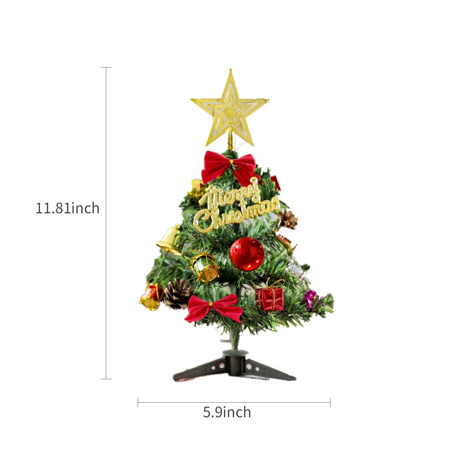 artificial tree 12 Inch Christmas Tree with Hanging Decorations LEDs