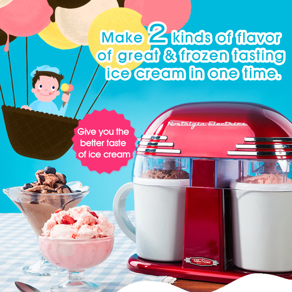 Nostalgia Retro Style Double Flavor Ice Cream Maker Household Electric Fruit Ice Cream Machine