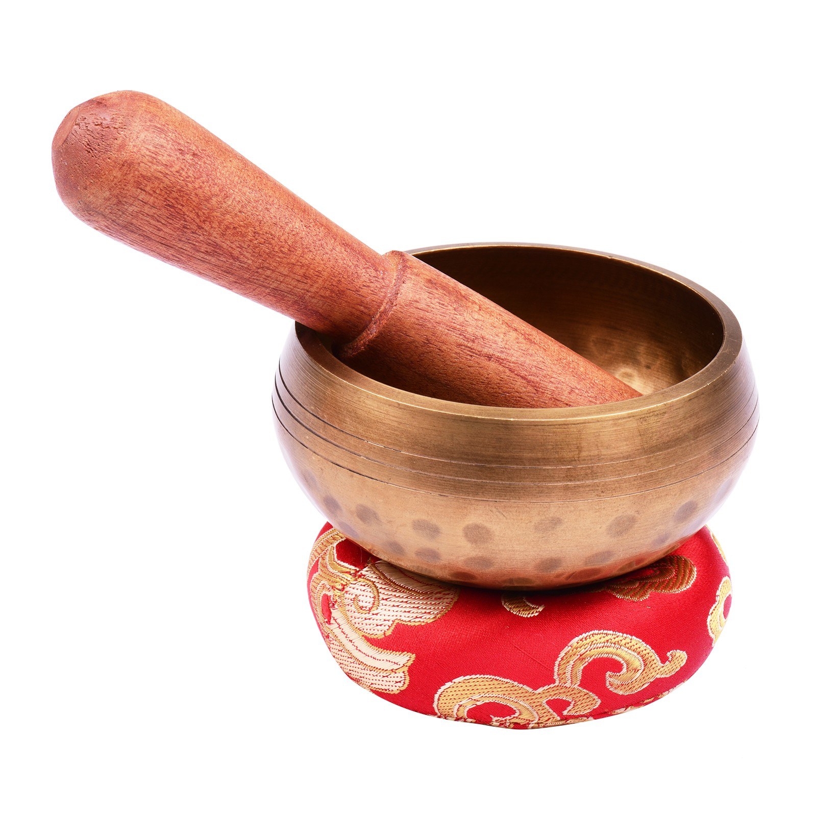 Muslady Tibetan Singing Bowl Set 8cm caliber scale pattern bowl + 12*2cm ordinary wooden stick + 8cm red circle pad