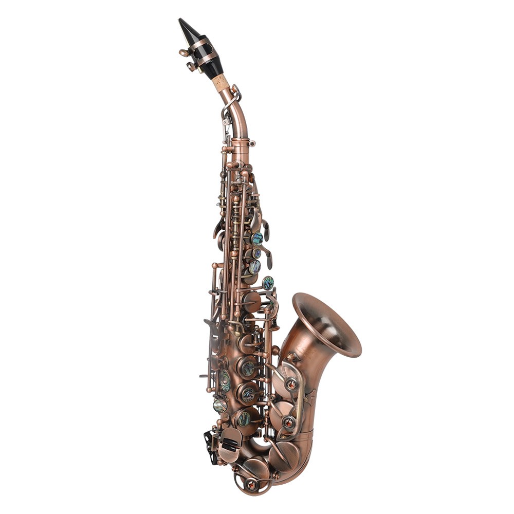 Red Antique Soprano Saxophone Bb Key Woodwind Instrument Brass Material