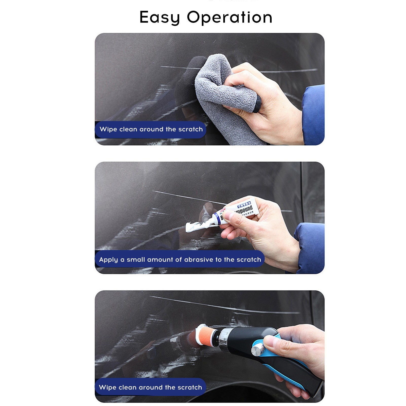 Electric Car Polisher Kit Mini Portable Automobile Grinding Scratch