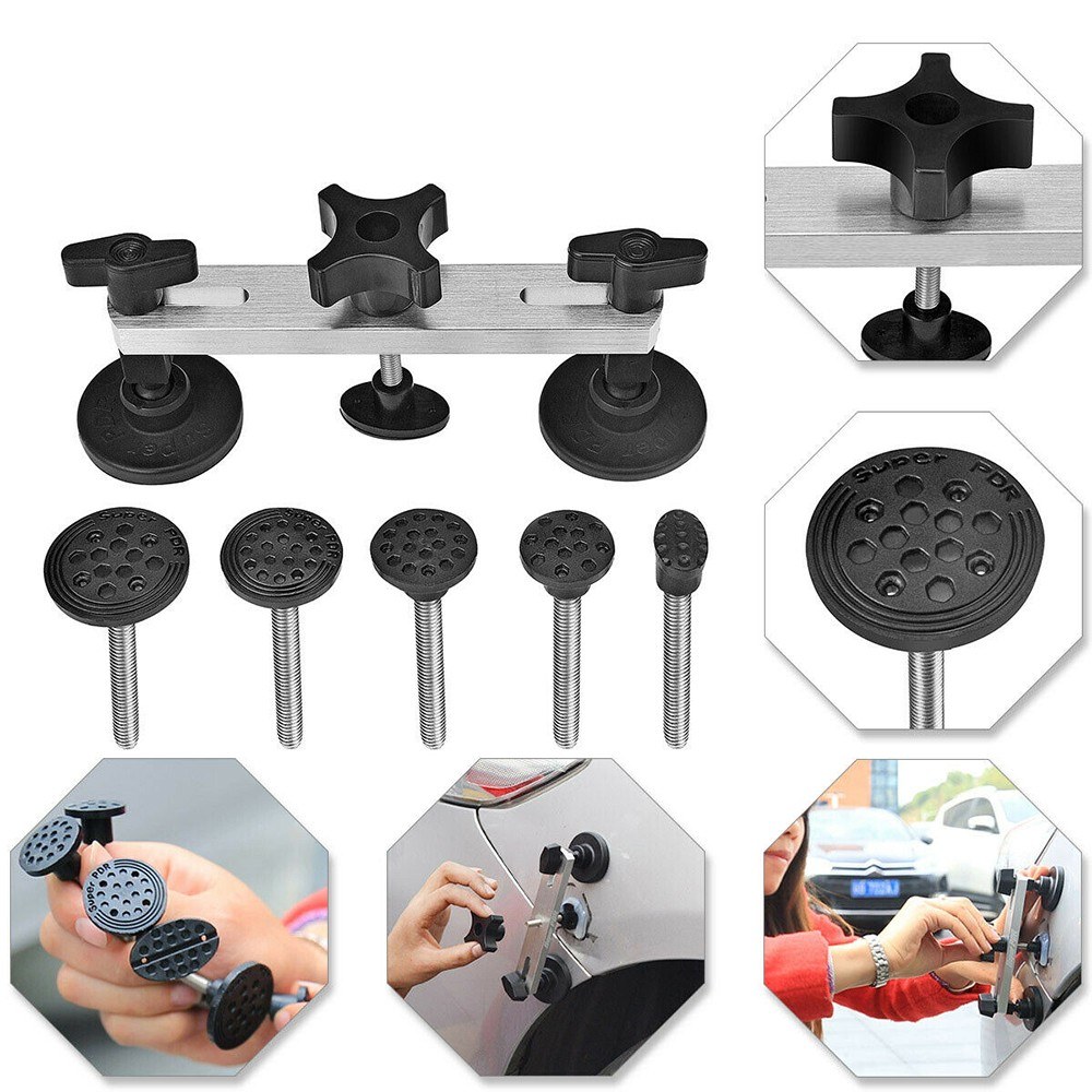 Bridge Dent Puller Sets Paintless Dent Removal Repair Tool with 6pcs Glue Puller Tabs for Auto Dent Removal Minor dents Door Dings and Hail Damage