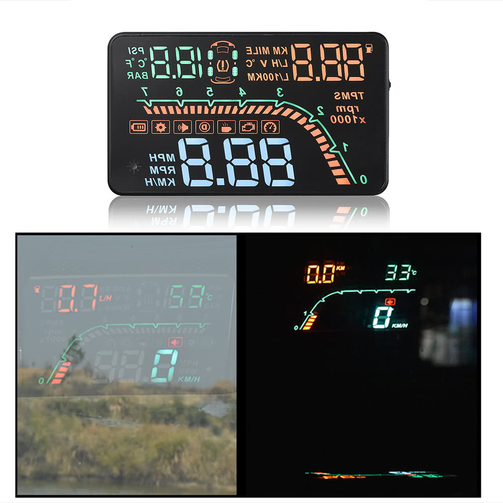 Digital Tire Pressure Gauge TPMS Tire Pressure Monitor System HUD Head Up Display Speed Warning OBD2 Interface Set Car Tire Pressure Monitor System Digital Tire Pressure Gauge TPMS Tire Pressure Monitor System HUD Head Up Display Speed Warning OBD2 Interface Set Car Tire Pressure Monitor System