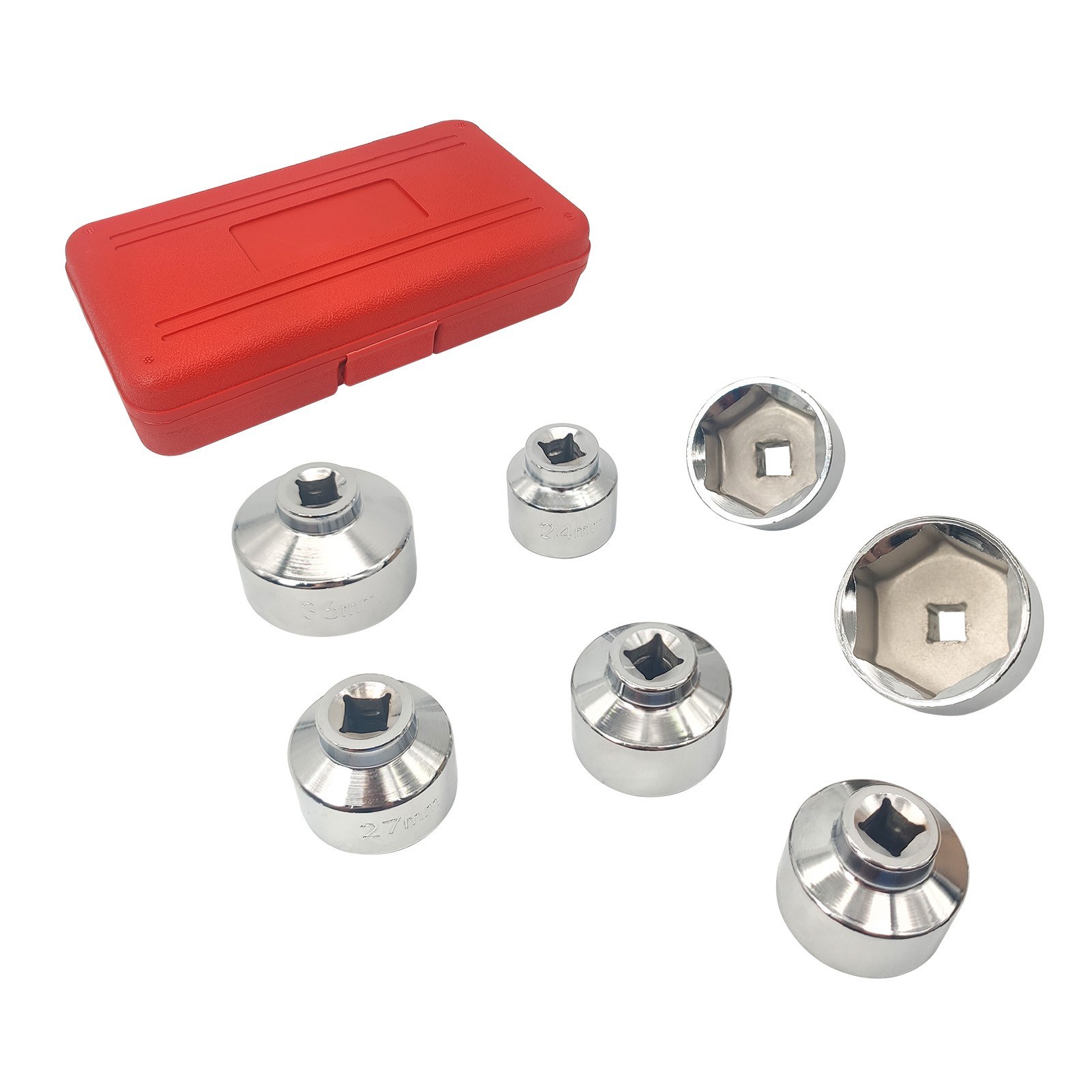 7 Pieces 3/8'' Oil Filter Cap Wrench Socket Set Tool Kit 24 27 29 30 32 36 38mm Replacement for Mercedes Benz VW BMW
