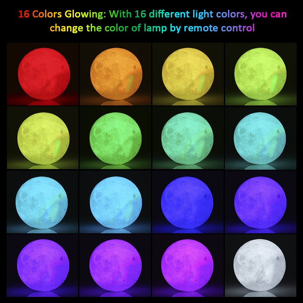 leds moon lamp bt wireless speaker night light 3d printed large lunar lamp with stand usb cable