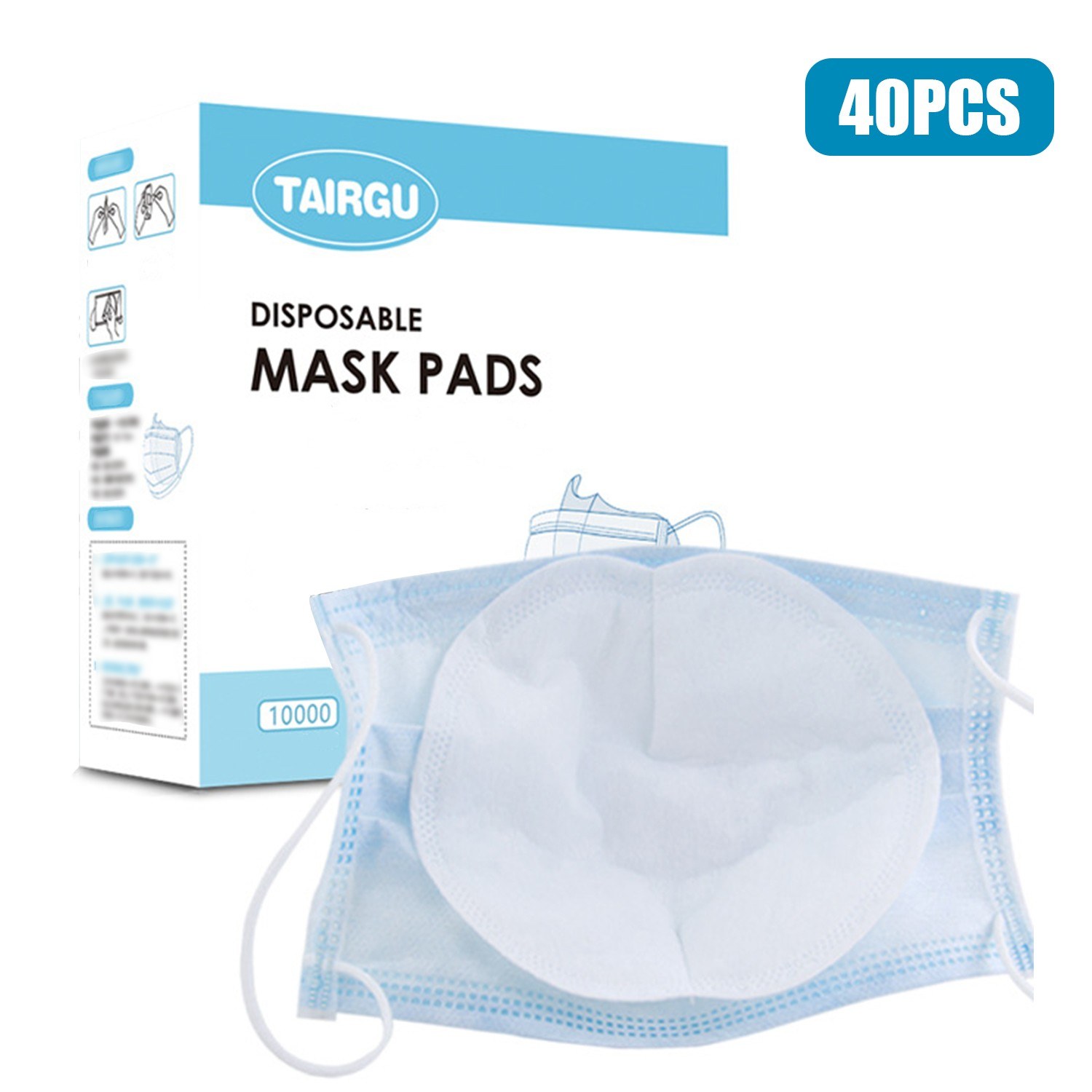 40Pcs Disposable Face Masks Filter Pad 3 Layers Breathable Filter