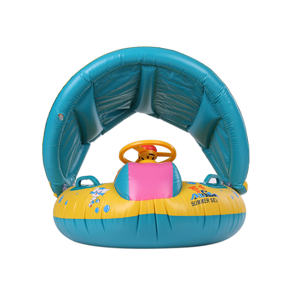 Inflatable Soft Sun Canopy Shade Swimming Pool Ring Float Boat Seat Baby Kids Toddler