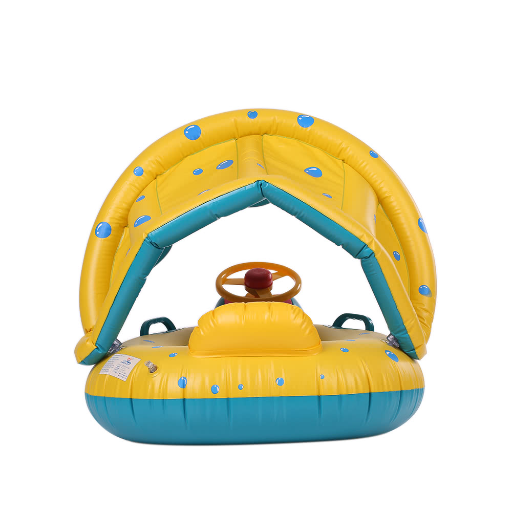 Inflatable Soft Sun Canopy Shade Swimming Pool Ring Float Boat Seat Baby Kids Toddler