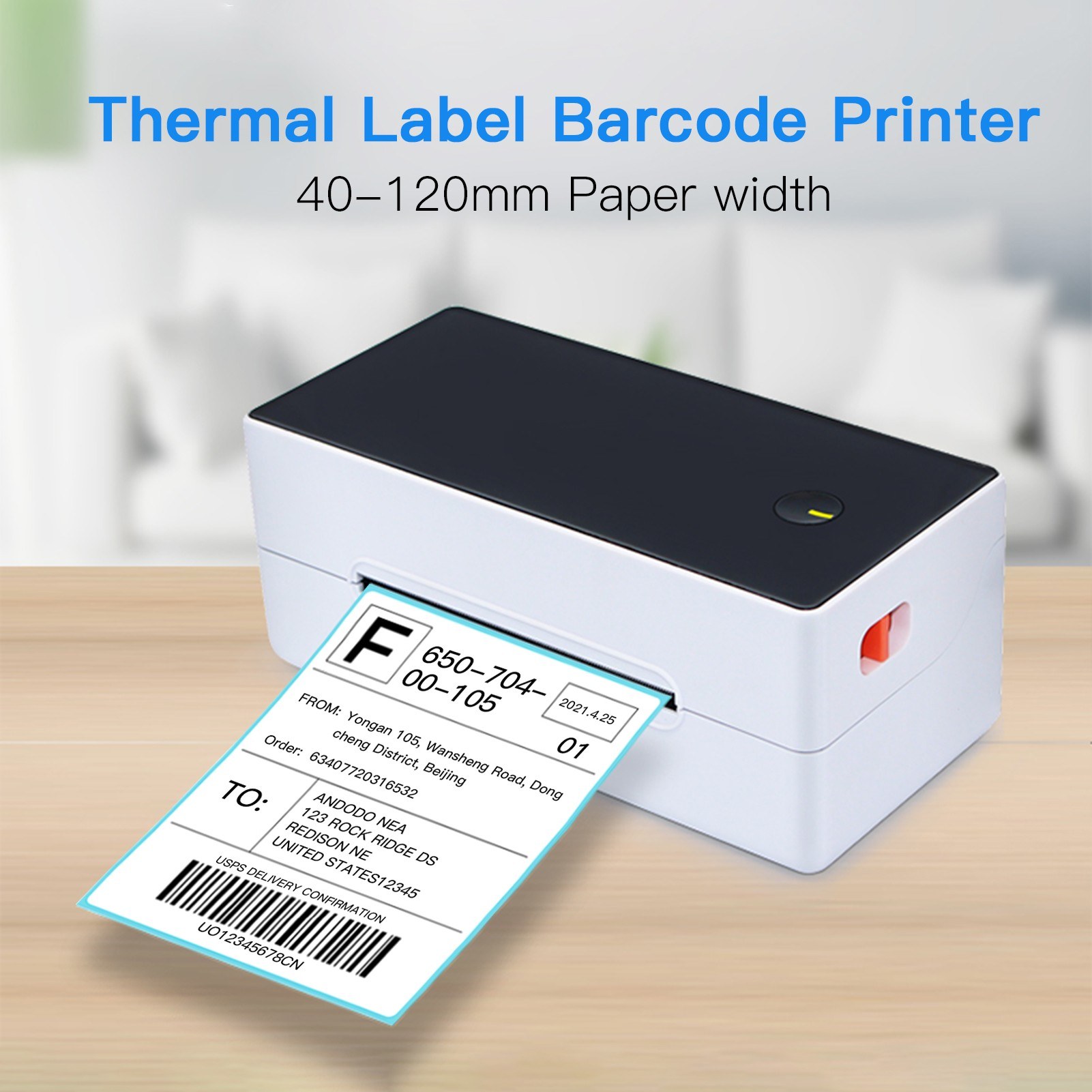 Aibecy Direct Thermal Label Printer Desktop 4x6 Shipping Label Printer Usb High Speed Label Maker Sticker 40 120mm Paper Width For Shipping Postage