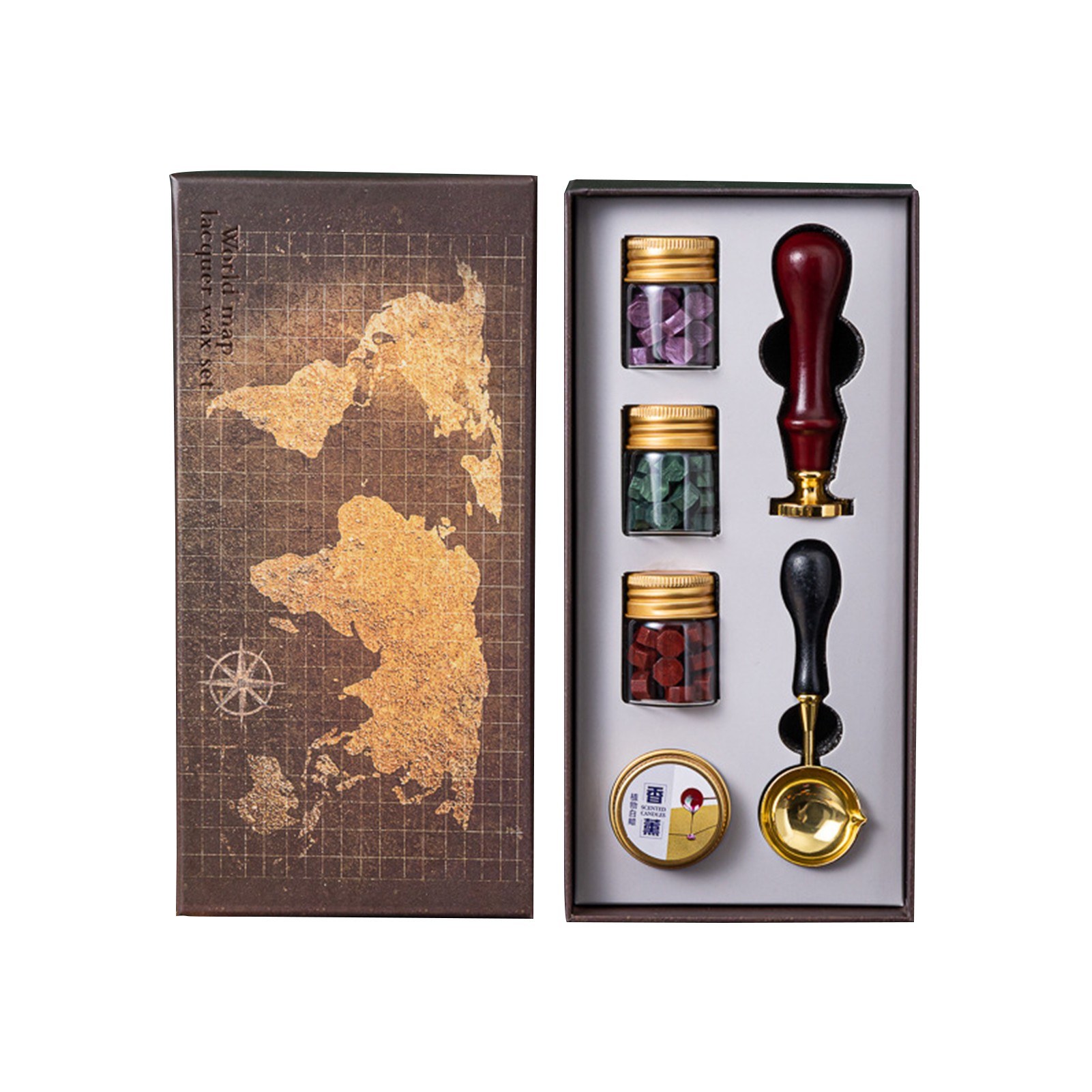 cafago.com - 66% OFF Vintage Wax Seal Kit with Gift Box Sealing Wax Beads Wax Seal Stamp Wax Melting Spoon Candle,free shipping+$13.14