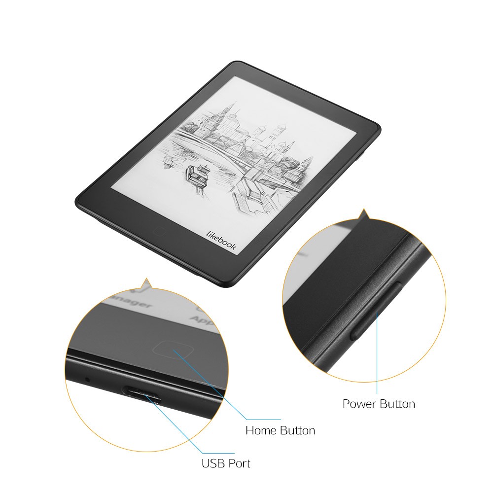 Likebook Air Ereader Ebook Reader with 6'' EInk Touchscreen