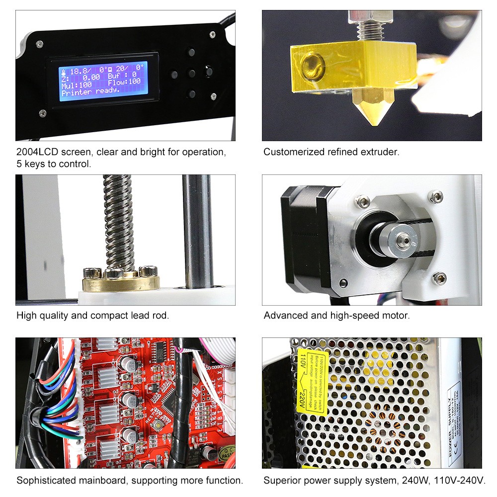 Anet A8 Upgraded High Precision Desktop 3d Printer Reprap Prusa I3 Anet A8 Upgraded High Precision Desktop 3d Printer Reprap Prusa I3 Diy Kits Self Assembly Acrylic Frame Printing Size 220 240mm Support