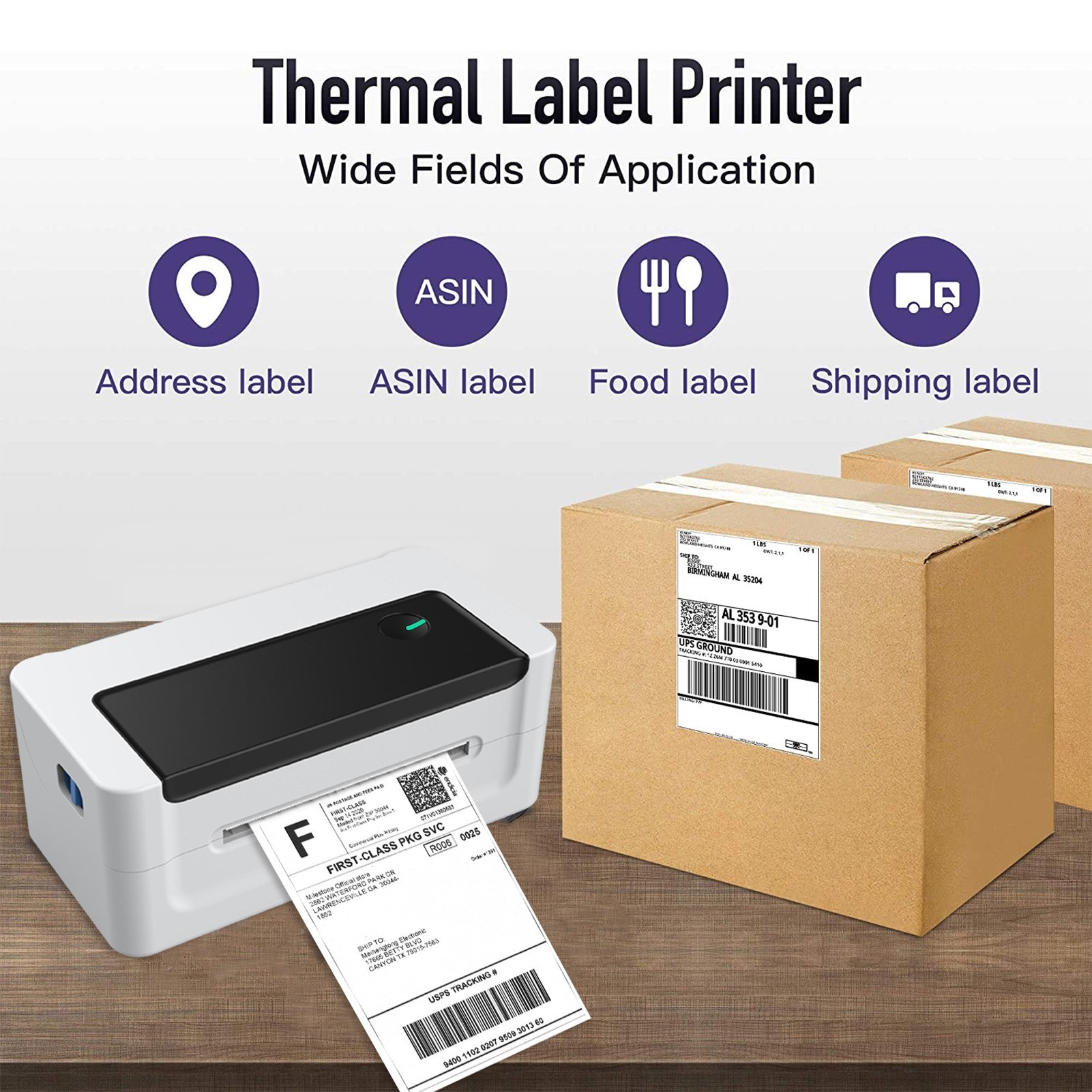 L1081 Thermal Label Printer 150mm/s High Speed Printing Shipping Label110mm  4*6 Paper Width For Office/Market/Warehouse USB Compatible with ...