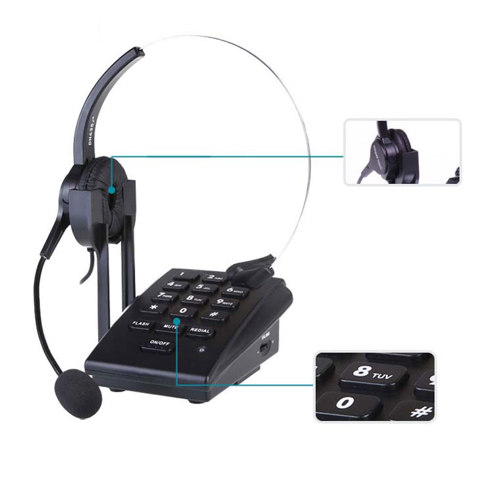 HT300 Handsfree Corded Business Landline Headset Telephone with SingleEar