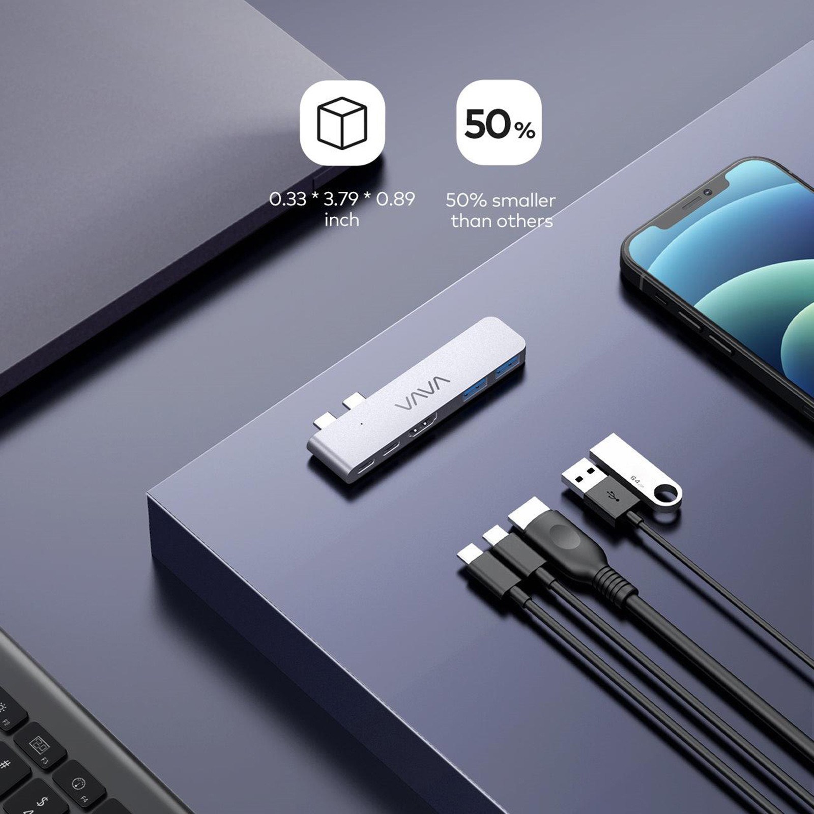 cafago.com - 66% OFF Clearance,€21.11 5-in-2 USB C Hub Multiport Adapter,free shipping