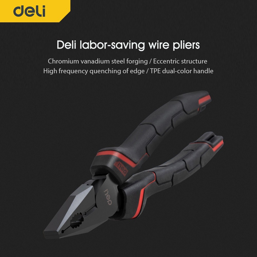 Xiaomi Youpin Deli Wire Pliers Repair Tool High Carbon Steel Effective Tool Diagonal Pliers Multi Function Crimping Pliers Electrician S Wire Stripper Wire Stripping Tool Wire Cutter Labor Saving Dl104 Black Red Tpe Dual Color Rubber Handle