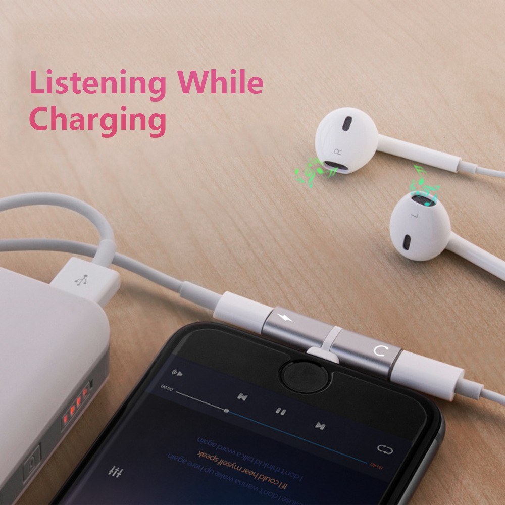 2 In 1 Charger Audio Adapter Cable For Iphone 7 Plus 8 X Package Weight 3g 0 1oz Note Item Color May Show Slight Aberration Due To Diffe Shooting Light And Monitor Display Lists 1 Cable