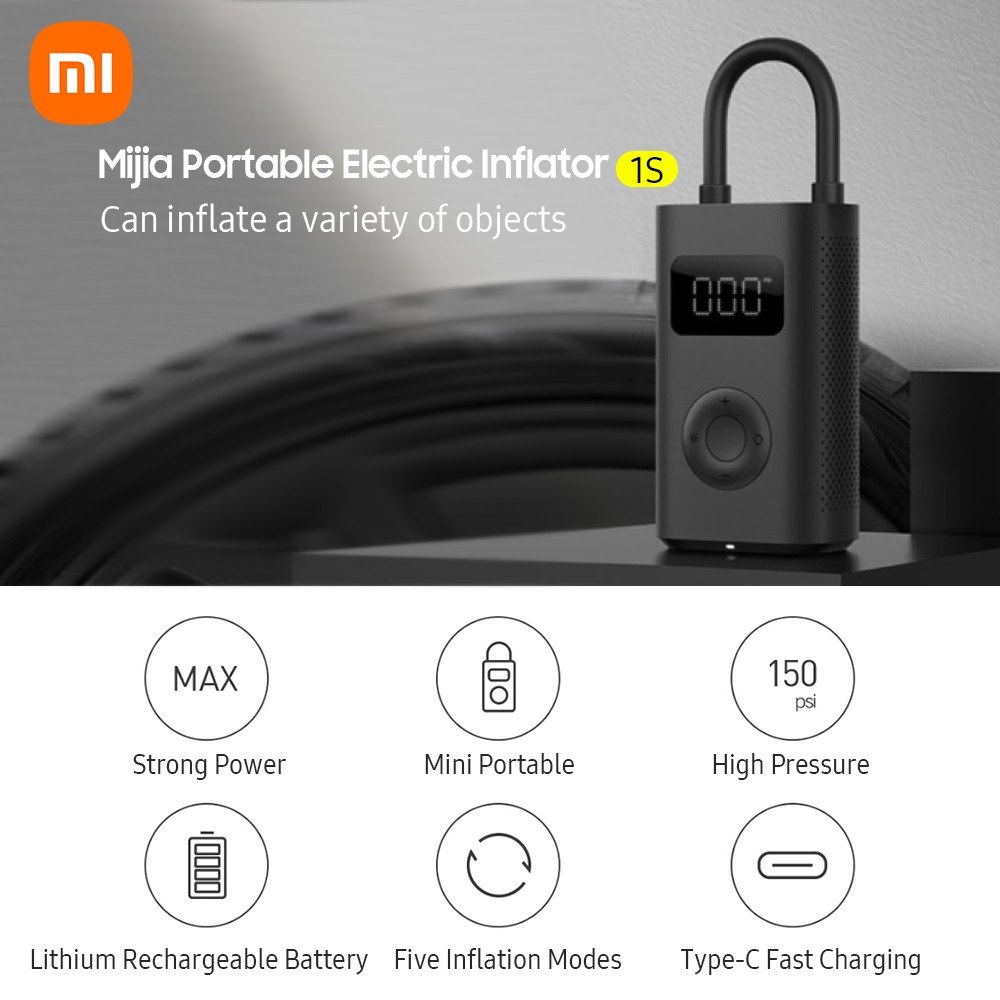 Xiaomi-compresor de aire eléctrico portátil Mijia 2 1S, inflador  inteligente para el hogar, bomba de aire para bicicleta, coche, neumático,  fútbol, baloncesto, Xiaomi 2 S