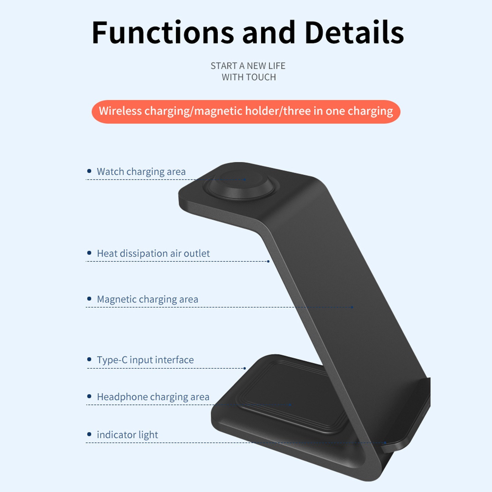 Intelligent 3in1 Wireless Charger Stand Q_i Fast Charging