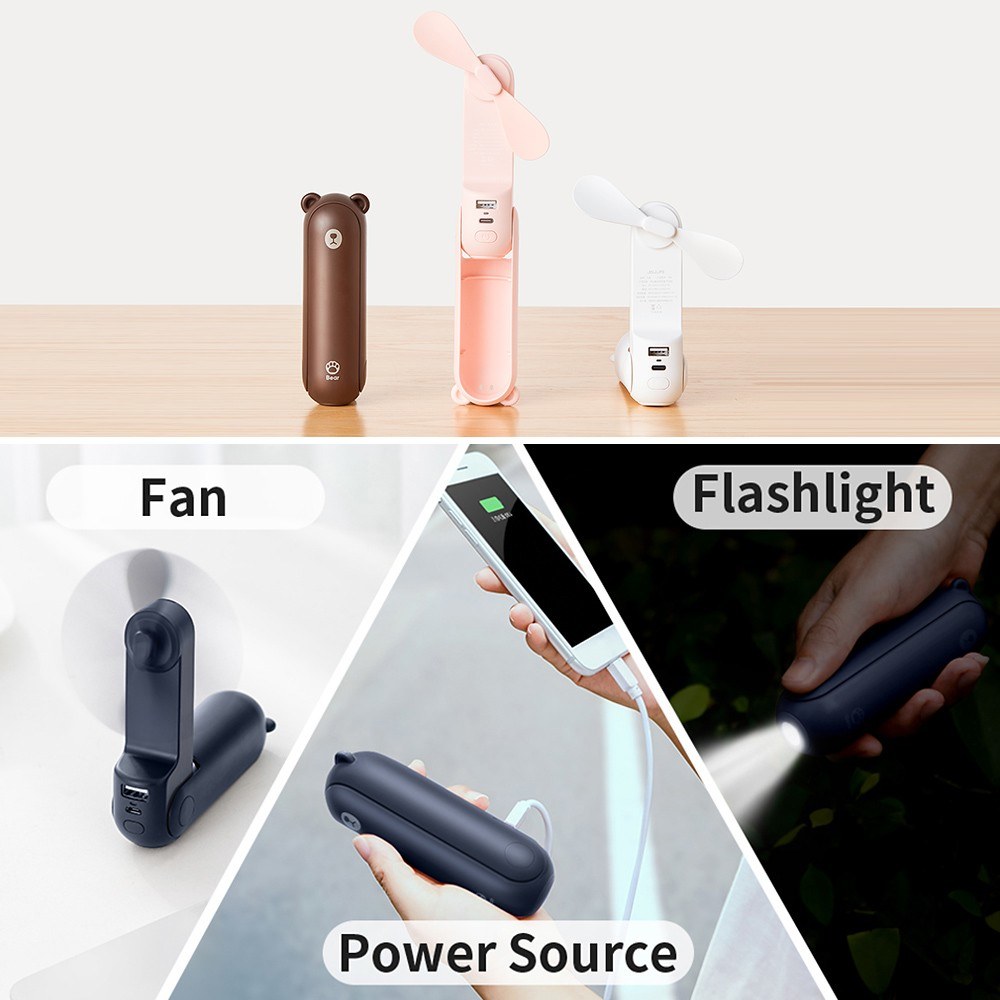 JISULIFE Mini Handheld Fan Power Bank Dualuse 129g Portable and