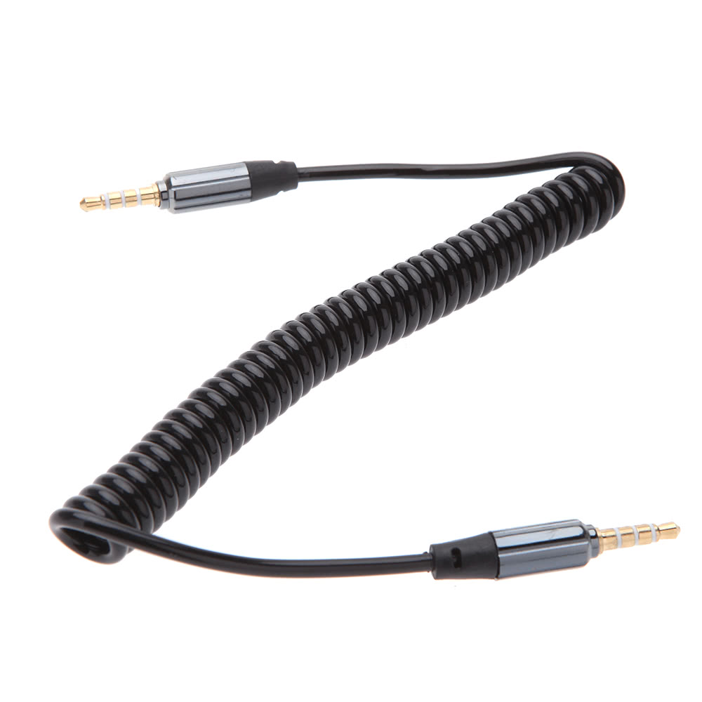 3.5mm Coiled Stereo Aux Car Audio Cable Line