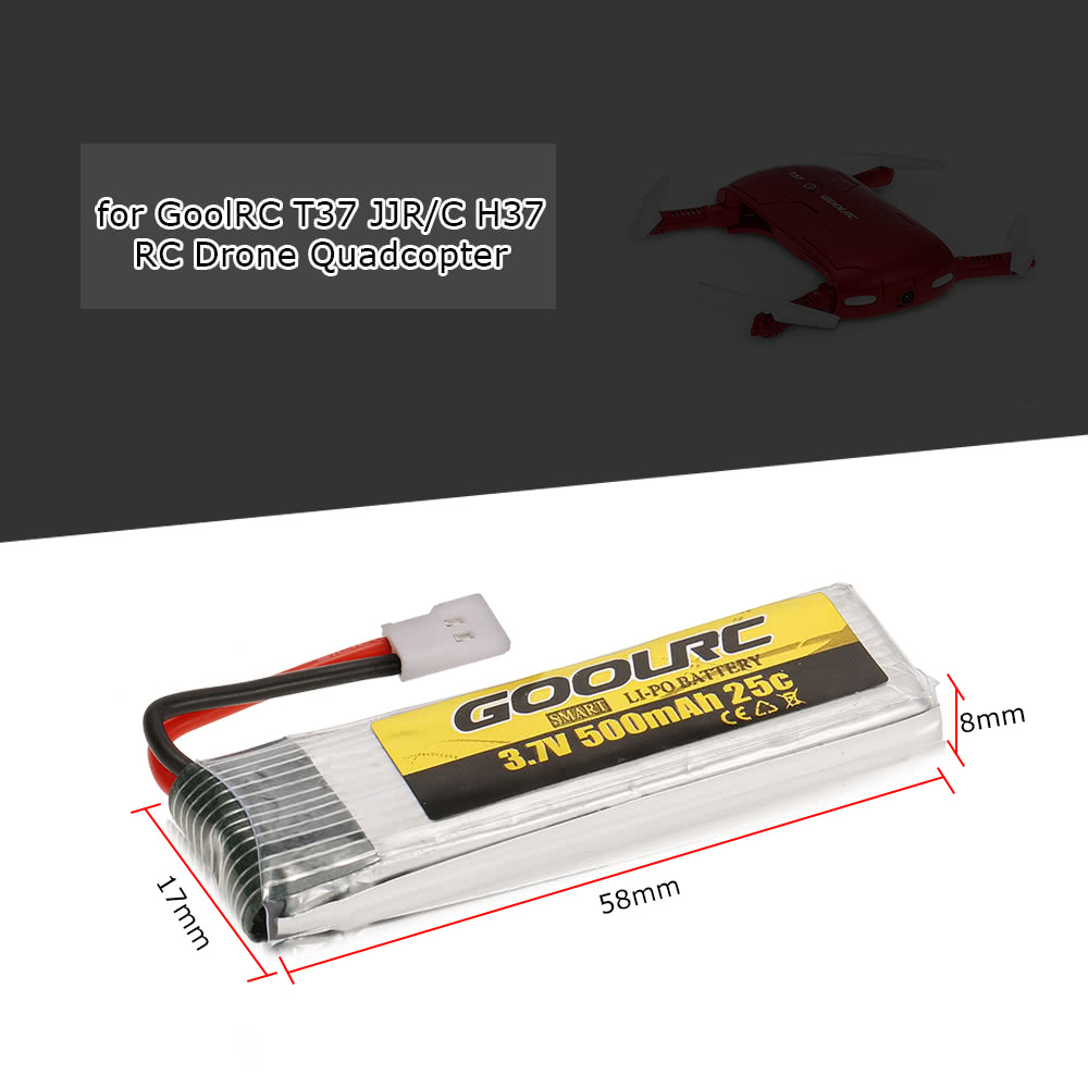 2pcs Original GoolRC 3.7V 500mAh 25C LiPo Battery for GoolRC T37 JJR/C H37 RC Drone Quadcopter