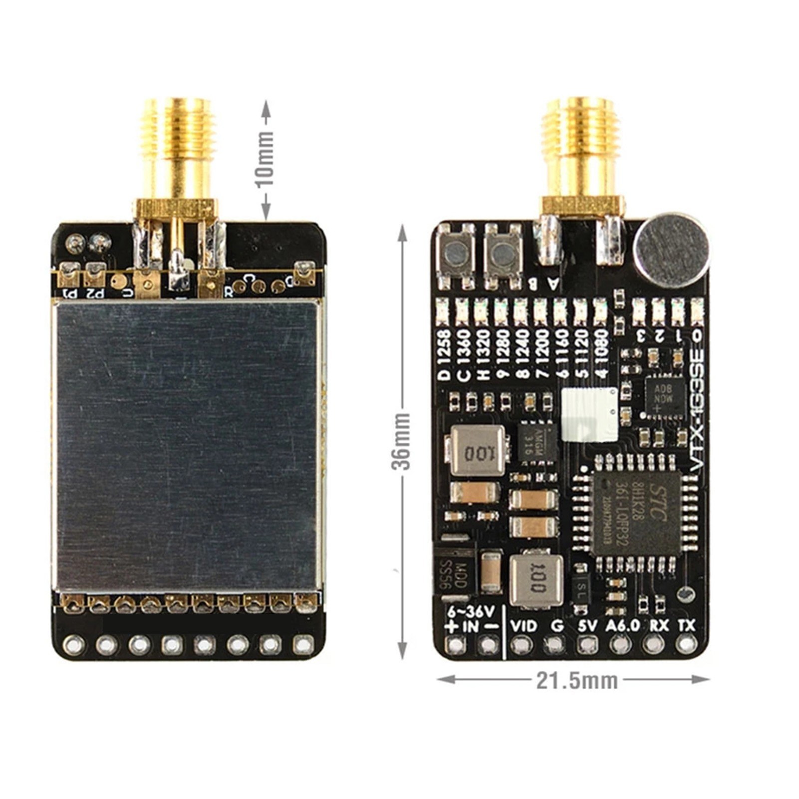 VTX1G3SE Transmitter 1.2GHz 1.3GHz 9CH 0.1mW 25mW 200mW 800mW Video