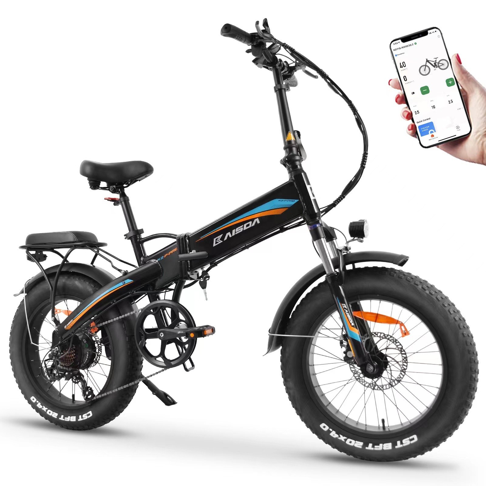 KAISDA K2P PRO Foldable 20'' x 4.0 Fat Tire Electric Bicycle Electric