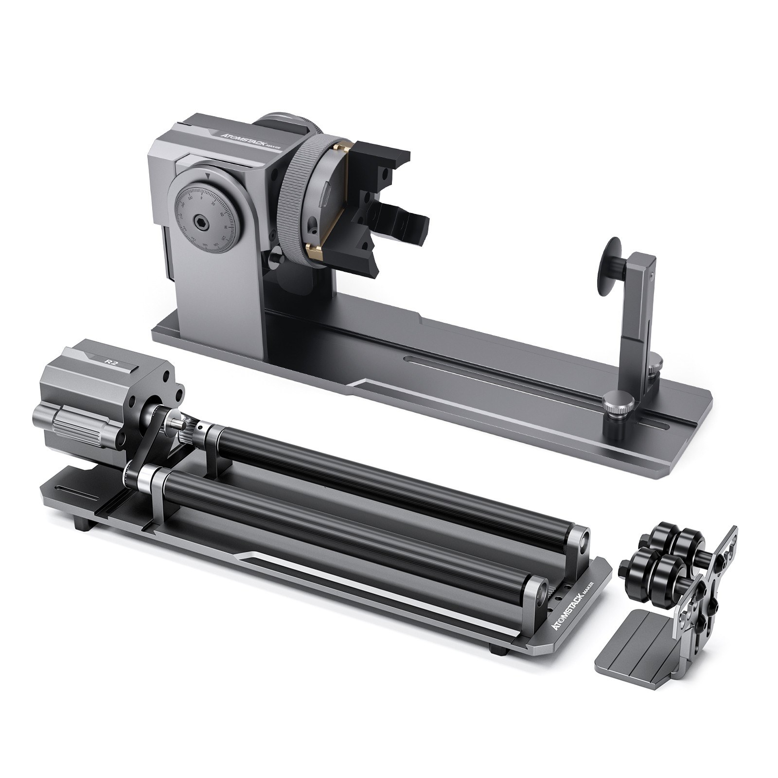 tomtop.com - [EU Warehouse] Atomstack Maker R1 Pro Multi-function Chuck and Roller Rotary with 3 Sets of Jaws, 205€