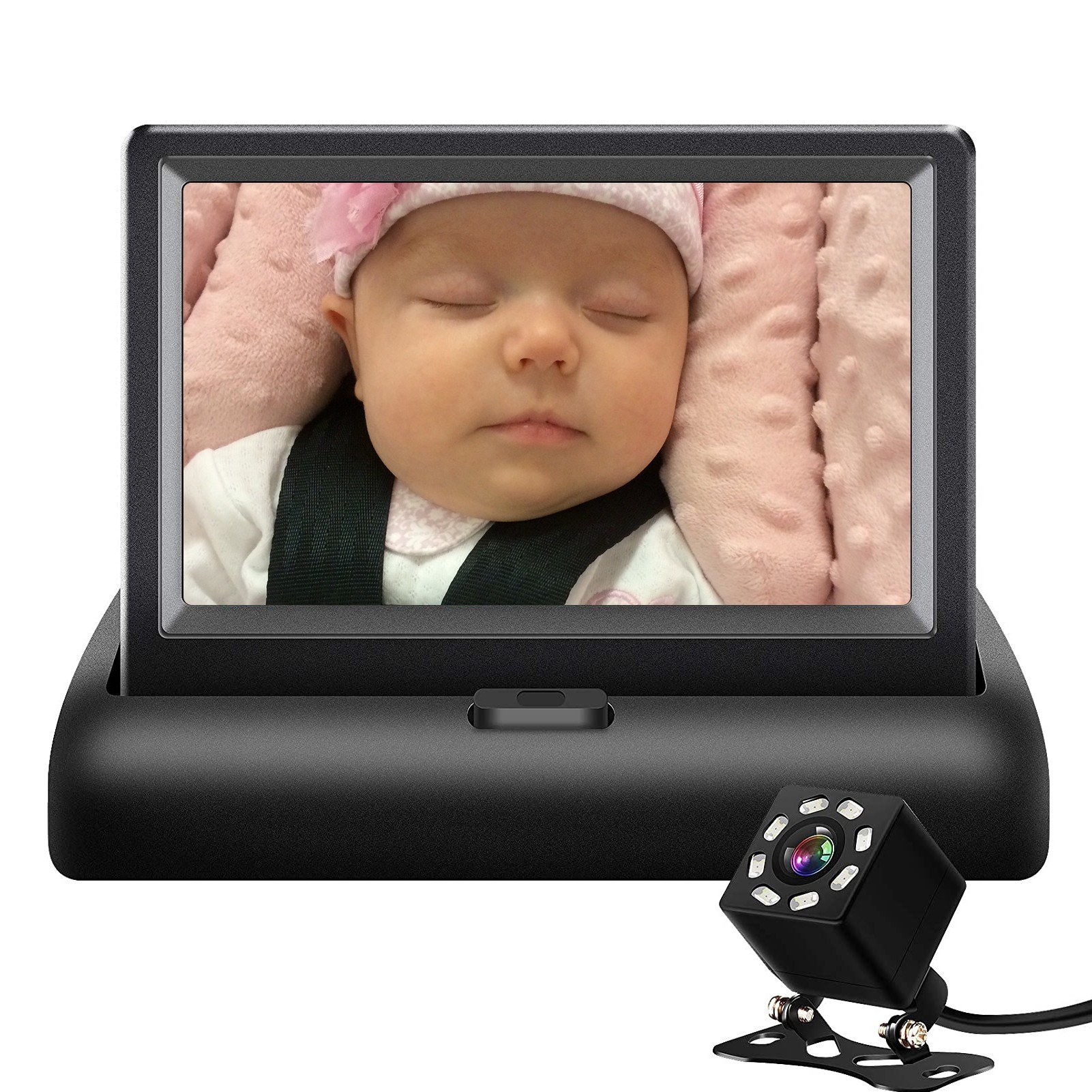 Car Baby Camera 4.3'' Car Monitor with Infrared Night Vision Plug and Play View Infant in Rear Facing Seat with Wide Crystal Clear View Easily to Observe The Baby's Every Move
