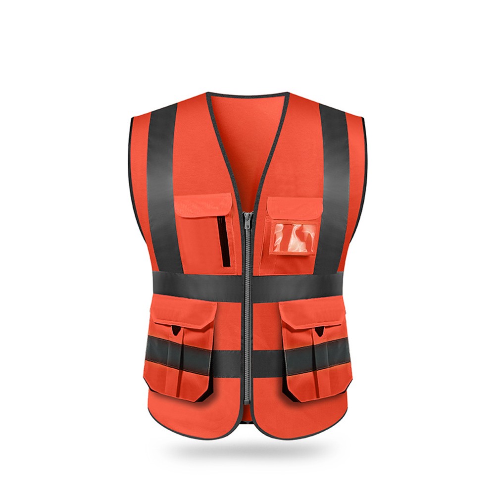 SFVest  High Visibility Reflective Safety Vest Reflective Vest Multi Pockets Workwear Security Working Clothes Day Night Motorcycle Cycling Warning Safety Waistcoat